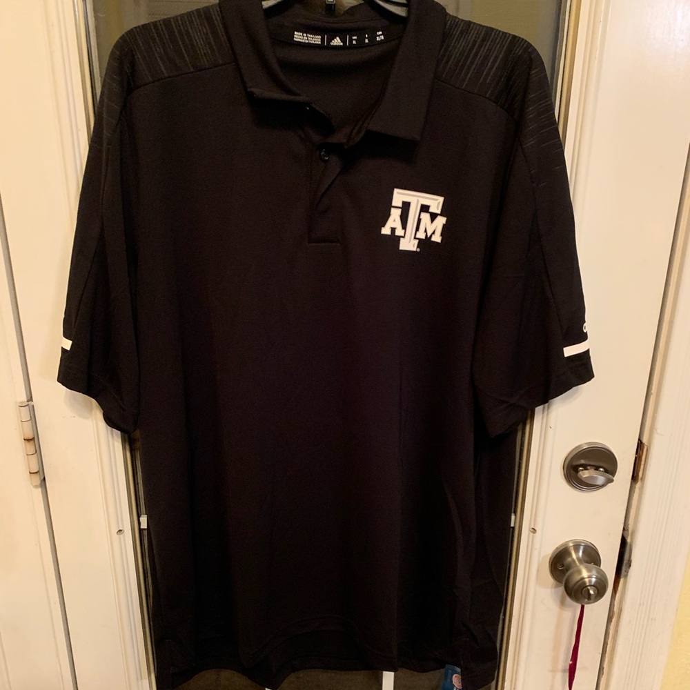 NWT Mens XL Adidas Texas A&M Black Polo Shirt
